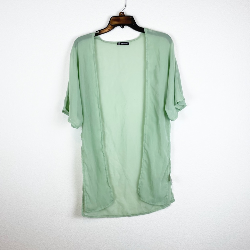 🌻 3/$15 SHEIN Mint Green Sheer Wrap Top